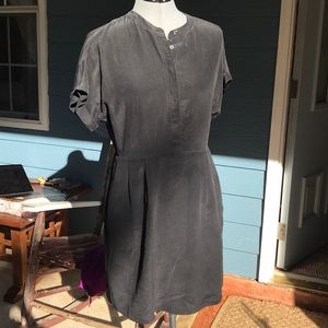 Madewell black mini silk button up dress Sz 4